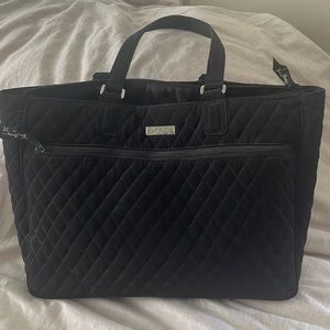 Black Vera Bradley quilted commuter tote bag